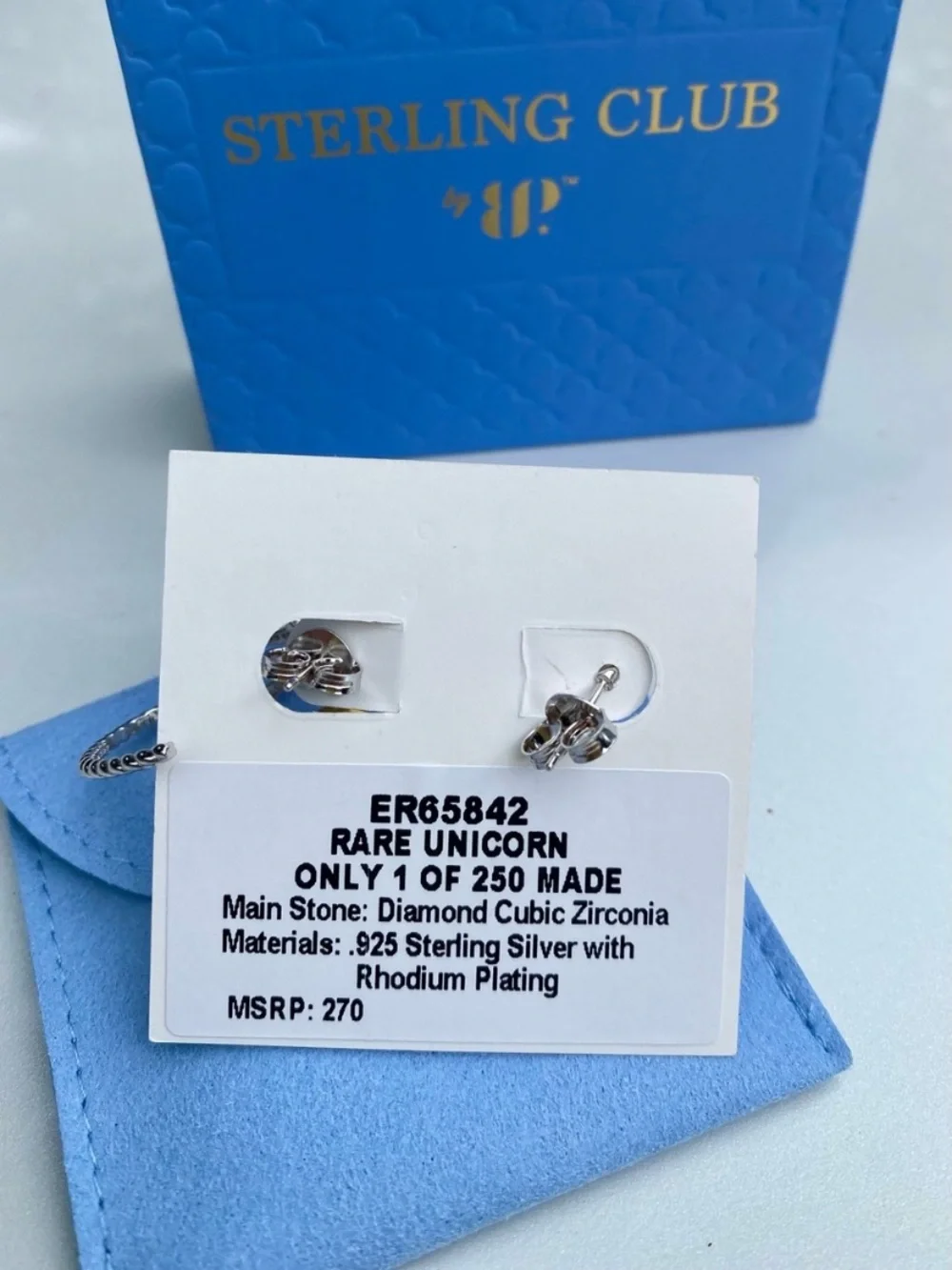 Bomb Party RARE UNICORN 0.925 Sterling Silver Hoop Earrings